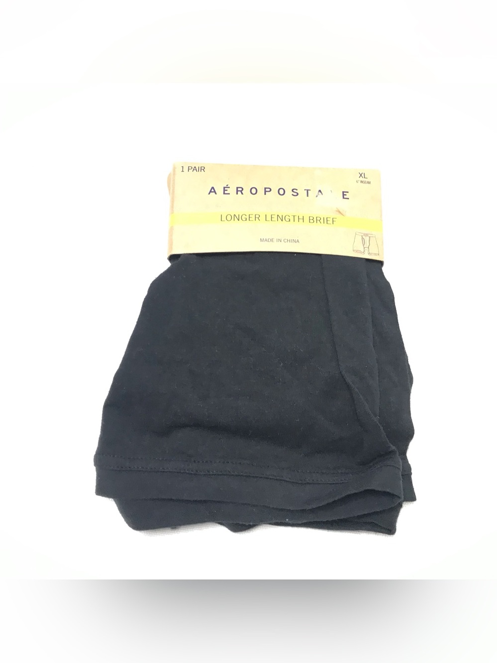 Aeropostale Knit Longer Boxer Brief Mens XL 6.5 Inseam Stretch Underwear Black